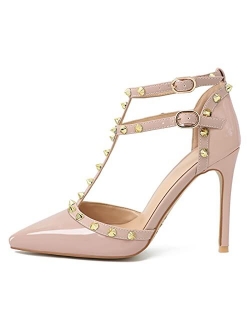 HECATER Ankle Strap Heels for Women Stilettos Pumps