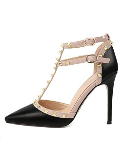 HECATER Ankle Strap Heels for Women Stilettos Pumps