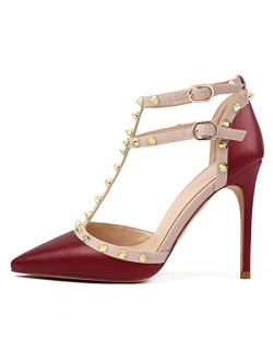 HECATER Ankle Strap Heels for Women Stilettos Pumps