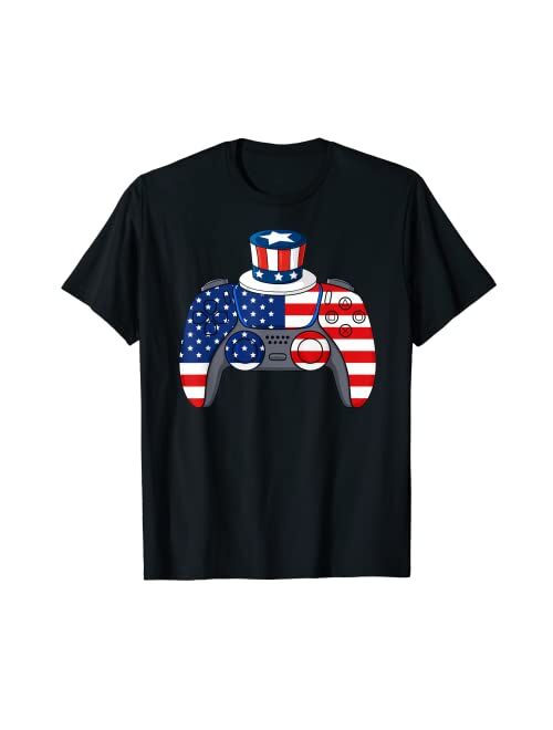 Mr Ben Patriotic Video Game 4th Of July Gaming Funny Boys Kids Teens Gamer T-Shirt