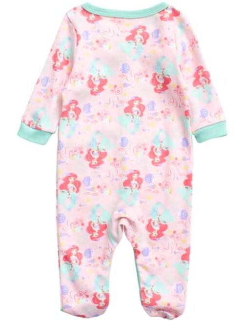 Disney Baby Girls' Romper - Minnie Mouse, Ariel, Princesses, Winnie the Pooh Sleep n' Play Coveralls