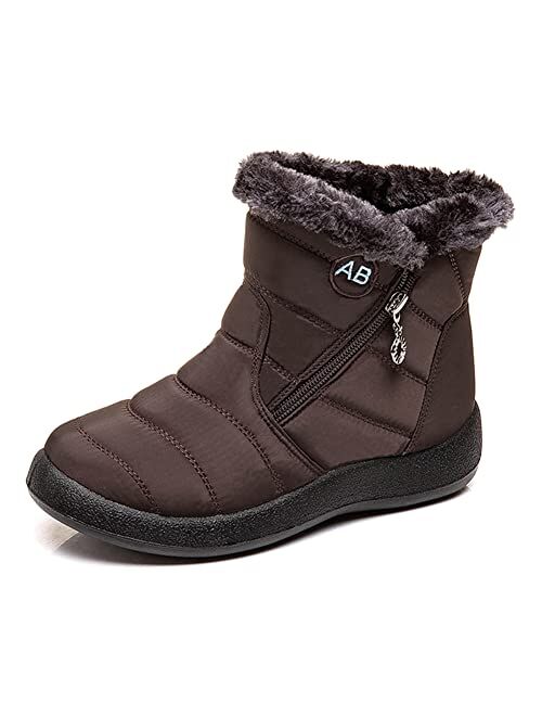 Vesnoyci Womens Snow Boots Man Fur Lined Warm Ankle Booties Winter Waterproof Slip On Outdoor Sneakers