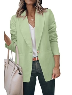 ZDLONG Womens Slim Blazer Jackets Long Sleeve Lapel Button Up Work Office Coat