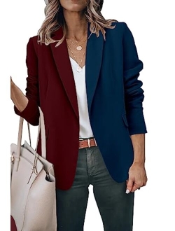 ZDLONG Womens Slim Blazer Jackets Long Sleeve Lapel Button Up Work Office Coat