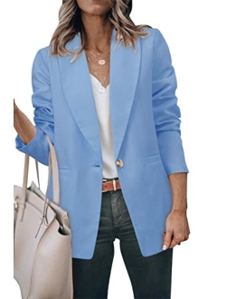 ZDLONG Womens Slim Blazer Jackets Long Sleeve Lapel Button Up Work Office Coat