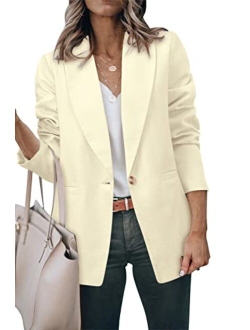 ZDLONG Womens Slim Blazer Jackets Long Sleeve Lapel Button Up Work Office Coat