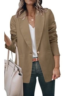 ZDLONG Womens Slim Blazer Jackets Long Sleeve Lapel Button Up Work Office Coat