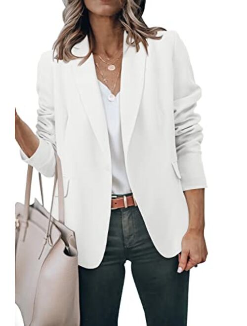 ZDLONG Womens Slim Blazer Jackets Long Sleeve Lapel Button Up Work Office Coat