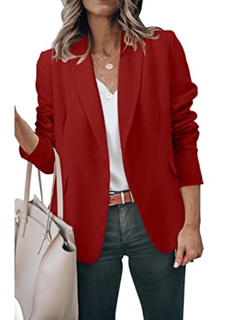 ZDLONG Womens Slim Blazer Jackets Long Sleeve Lapel Button Up Work Office Coat