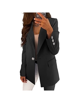 Viandso Womens Casual Lapel Button Down Office Blazers Long Sleeve Work Suit Jacket