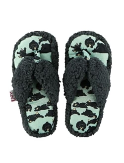 Lazy One Spa Flip-Flop Slippers for Women, Girls' Fuzzy House Slippers