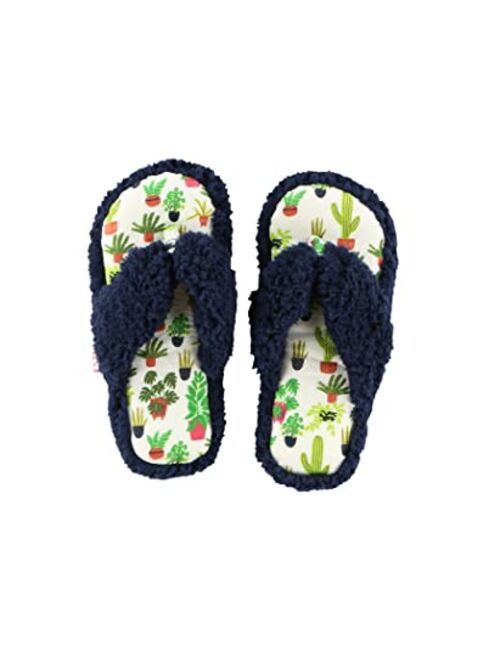 Lazy One Spa Flip-Flop Slippers for Women, Girls' Fuzzy House Slippers