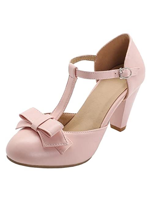 ErikenUrben Women Sweet Mary Jane Pumps Shoes Bowtie