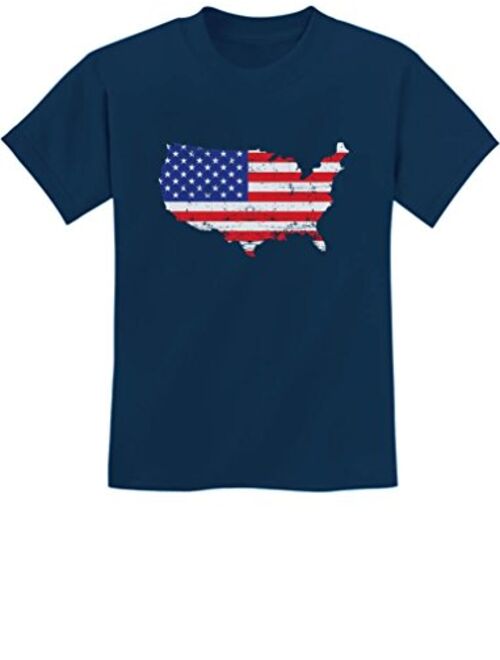 Tstars Big White American Flag 4th of July Gift U.S.A Youth Kids T-Shirt