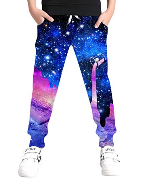 UNICOMIDEA 6-16T Boys Pants Girls Funny Joggers Sports Sweatpants with Drawstring