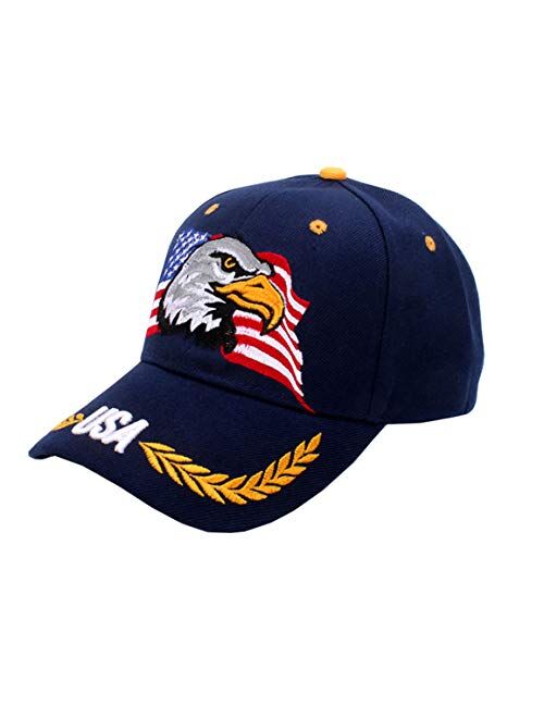 Izus USA-Flag Eagles-Hat American Baseball-Cap Embroidered