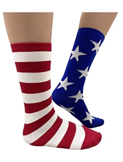 Tstars American Flag Socks Men Women Patriotic USA 4th of July Red White and Blue Socks