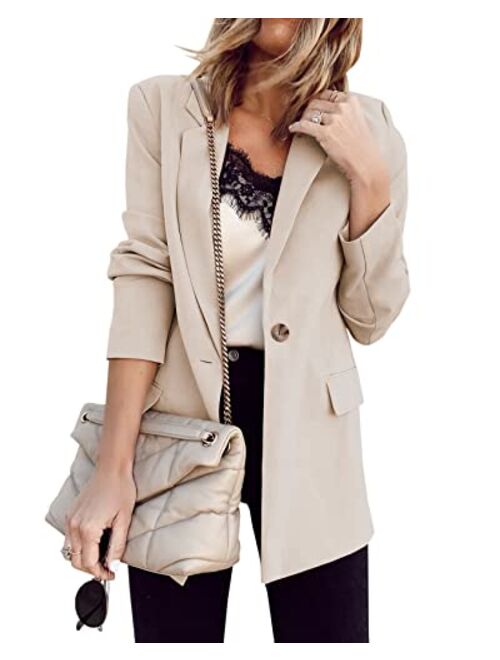 Ivay Womens Casual Blazers Lightweight Open Front Long Sleeve Work Office Blazer Jacket