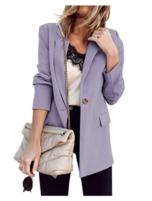 Ivay Womens Casual Blazers Lightweight Open Front Long Sleeve Work Office Blazer Jacket