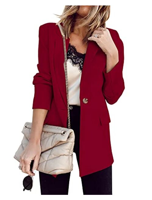 Ivay Womens Casual Blazers Lightweight Open Front Long Sleeve Work Office Blazer Jacket