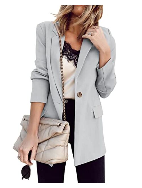 Ivay Womens Casual Blazers Lightweight Open Front Long Sleeve Work Office Blazer Jacket