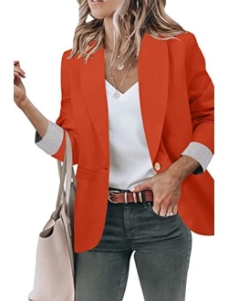 Genhoo Blazer Jackets for Women Open Front Long Sleeve Casual Work Office Blazers with Pockets S-2XL