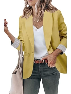 Genhoo Blazer Jackets for Women Open Front Long Sleeve Casual Work Office Blazers with Pockets S-2XL