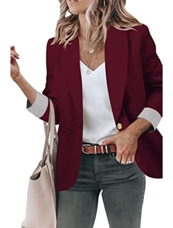 Genhoo Blazer Jackets for Women Open Front Long Sleeve Casual Work Office Blazers with Pockets S-2XL