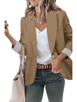 Genhoo Blazer Jackets for Women Open Front Long Sleeve Casual Work Office Blazers with Pockets S-2XL