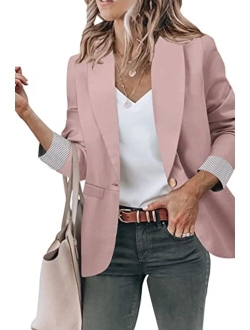 Genhoo Blazer Jackets for Women Open Front Long Sleeve Casual Work Office Blazers with Pockets S-2XL