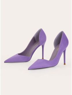 Suede Stiletto Heeled Dorsay Pumps