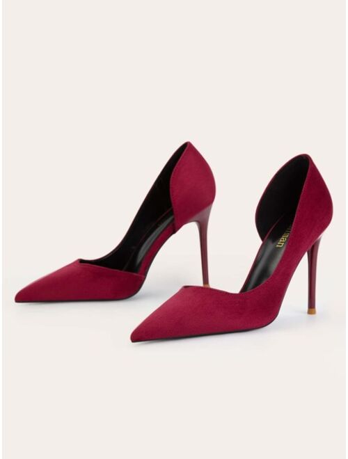 Shein Suede Stiletto Heeled Dorsay Pumps