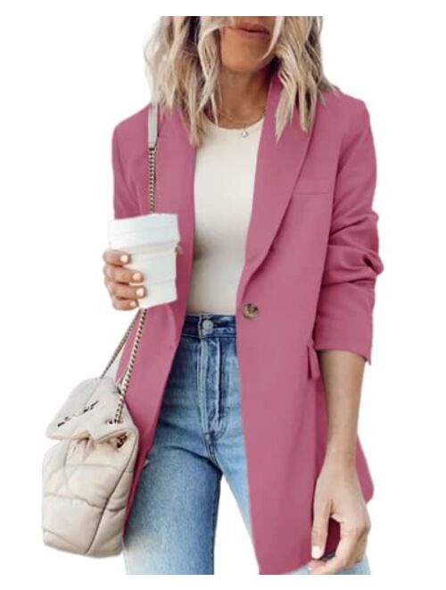 Cnkwei Womens Casual Blazers Long Sleeve Open Front Lapel Collar Work Office Jacket