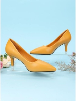 Stiletto Heeled Point Toe Court Pumps