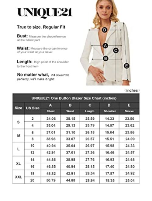 UNIQUE 21 Women's One Button Boyfriend Blazer for Work Casual - Ladies Jackets Outfits Suits for Work