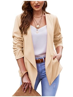 ACEVOG Blazer Jackets for Women Open Front Long Sleeve Casual Work Office Blazers Boyfriend Blazer with Pockets S-XXL