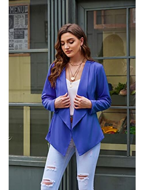 ACEVOG Blazer Jackets for Women Open Front Long Sleeve Casual Work Office Blazers Boyfriend Blazer with Pockets S-XXL