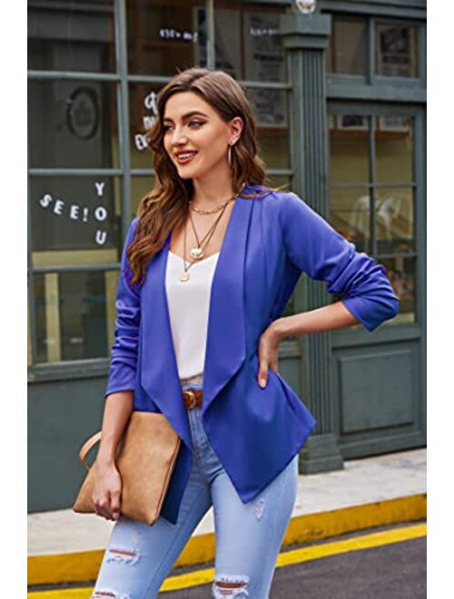 ACEVOG Blazer Jackets for Women Open Front Long Sleeve Casual Work Office Blazers Boyfriend Blazer with Pockets S-XXL