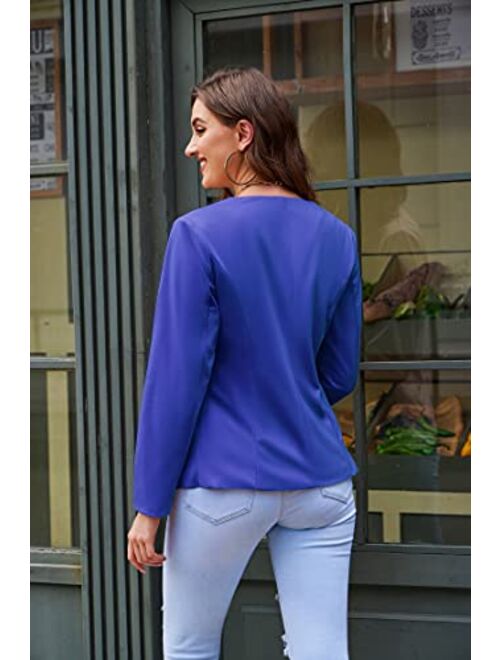 ACEVOG Blazer Jackets for Women Open Front Long Sleeve Casual Work Office Blazers Boyfriend Blazer with Pockets S-XXL