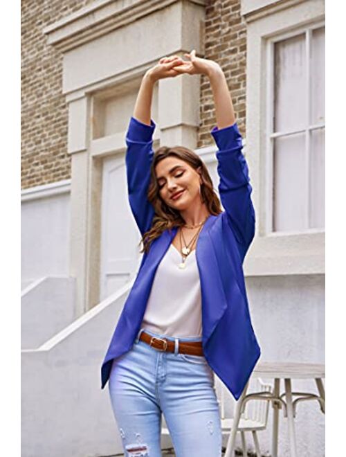 ACEVOG Blazer Jackets for Women Open Front Long Sleeve Casual Work Office Blazers Boyfriend Blazer with Pockets S-XXL