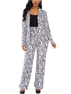 Shin Fashion Womens Two Piece Blazer Outfits Long Sleeve Slim Fit Jacket with Long Pants Suit Set for Work