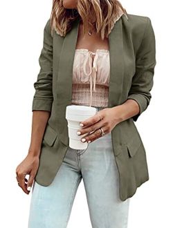 MaQiYa Womens Blazer Casual Jacket Long Sleeve Open Front Work Office Elegant Lightweight Jacket Cardigans