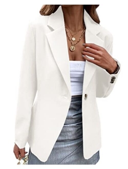 Dellytop Women's Casual Blazers Open Front Long Sleeve Solid Work Office Blazer Jacket Suit