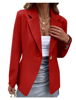 Dellytop Women's Casual Blazers Open Front Long Sleeve Solid Work Office Blazer Jacket Suit