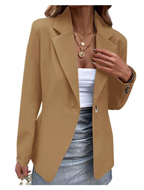 Dellytop Women's Casual Blazers Open Front Long Sleeve Solid Work Office Blazer Jacket Suit