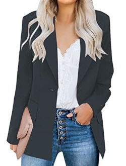 LookbookStore Women's Casual Check Plaid Loose Buttons Work Office Blazer Suit