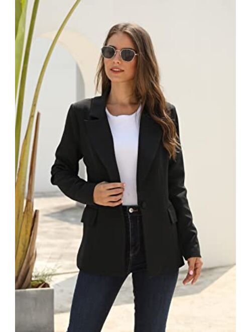 LookbookStore Women's Casual Check Plaid Loose Buttons Work Office Blazer Suit