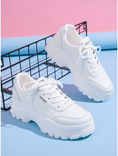 Buy Shein Letter Detail Lace Up Front Chunky Sneakers Online Topofstyle 2923