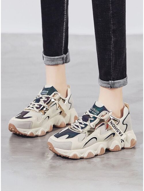 Shein Letter Graphic Lace-up Front Chunky Sneakers