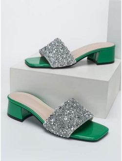 Sequin Decor Chunky Mules